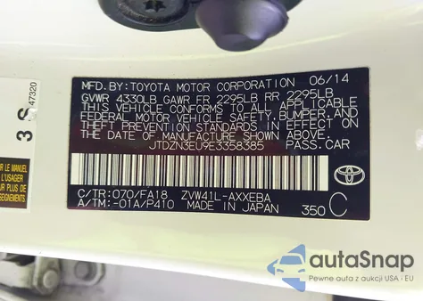 2014 Toyota Prius V Two from USA, damaged, VIN JTDZN3EU9E3358385